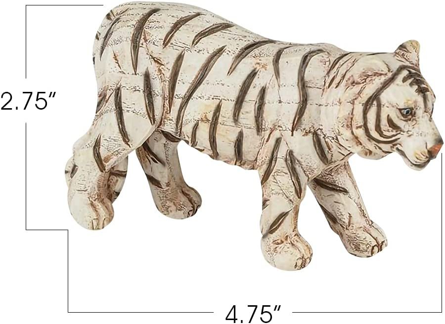 Faux Wooden White Toy Tiger, 1 PC, Realistic-Looking Tiger Toys for Kids, Unique Jungle Party Decorations, Animal Party Favor for Kids, Cool Office Desk Décor Piece