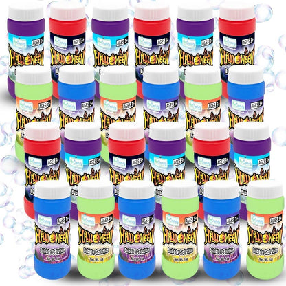 ArtCreativity Halloween Mini Bubble Bottles, Set of 24, Kids’ Bubble Toys with Wands and 2 Ounces of Fluid Each, Halloween Party Favors, Non-Candy Trick or Treat Supplies, 4 Designs