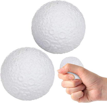 ArtCreativity Squish Moons, Set of 2, Slow Rising Squeezy Space Themed Stress Relief Toys for Kids, 2.5 Inches Squeezable Outer Space NASA Party Favors and Desk Decorations