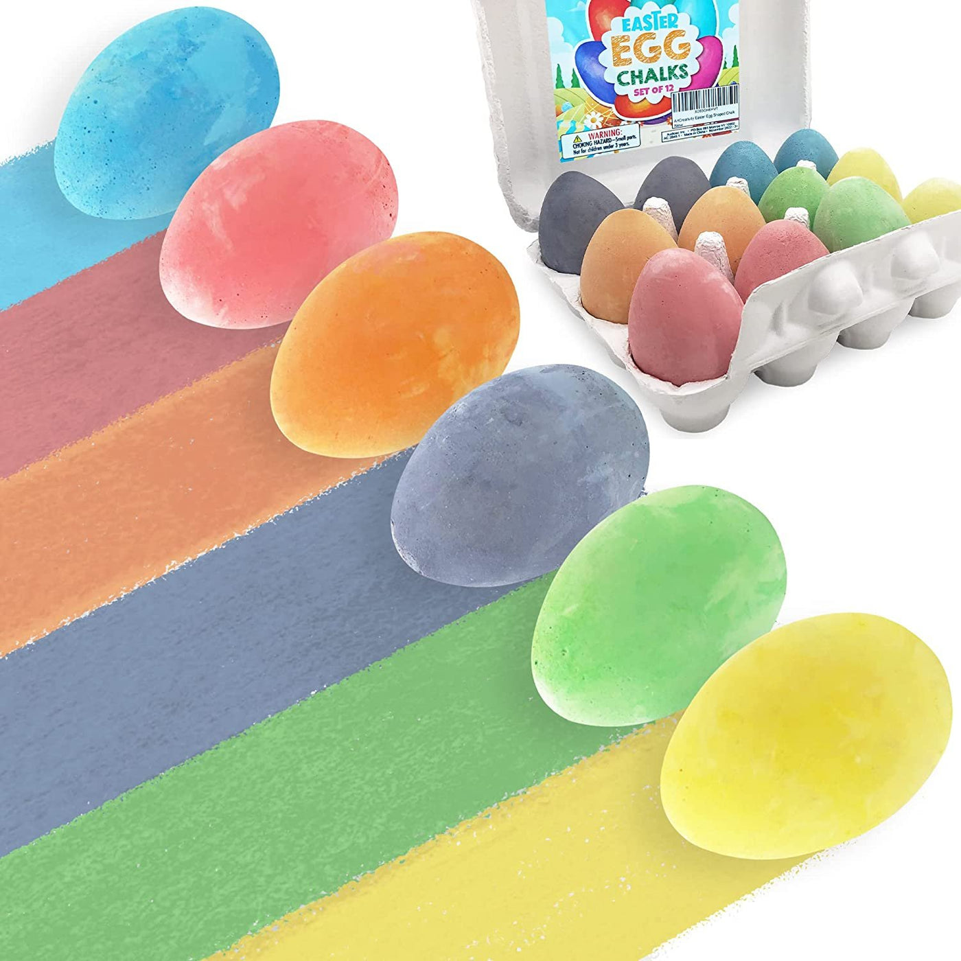12 Pack Colorful Easter Sidewalk Chalk Egg for Kids Boys Girls