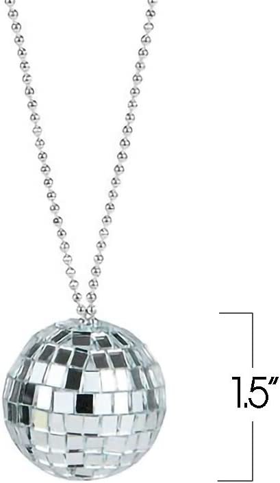 ArtCreativity Mirror Disco Ball Necklaces, Pack of 12, Disco Theme 70s Party Decorations, Disco Photo Booth Props, Dance Party Favors and Supplies for Kids and Adults
