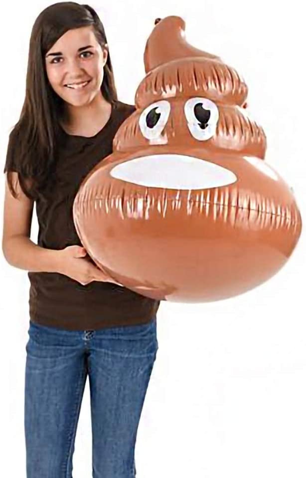 Poop Inflate, Inflatable Poop Emoticon Pool Float, Emoticon Party Decorations and Supplies, 24" Blow-Up Poop Inflate, Fun Prank and Gag Gift for Children and Adults