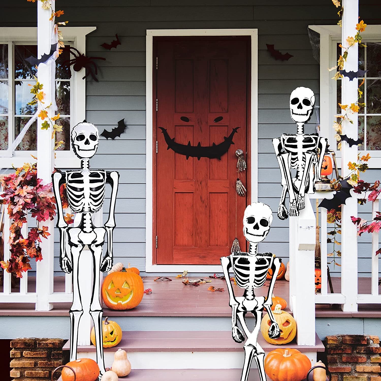 ArtCreativity Halloween Skeleton Inflate Decoration - 6ft Tall - Cute and Creepy Home Decor - for Indoor and Outdoor Use - Halloween Party Supplies, Contest Prize for Kids