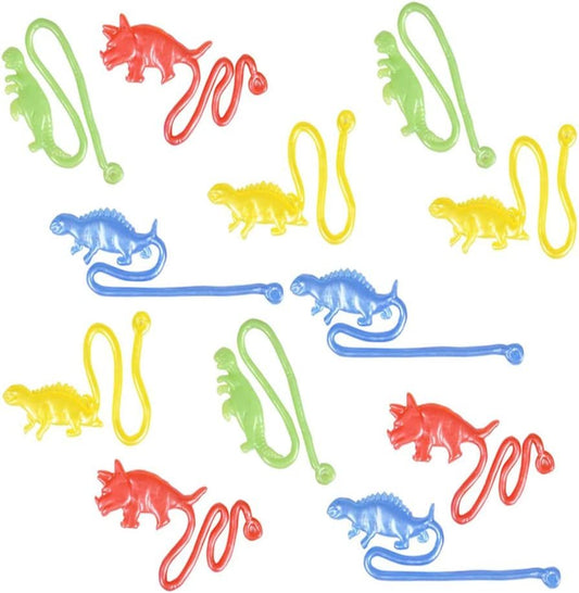 ArtCreativity Sticky Toys Set - Pack of 12 - Sticky Dinosaurs - Colorful Kids' Toys - Fun Birthday Party Favors for Girls and Boys, Great Carnival Prize, Novelty Gift
