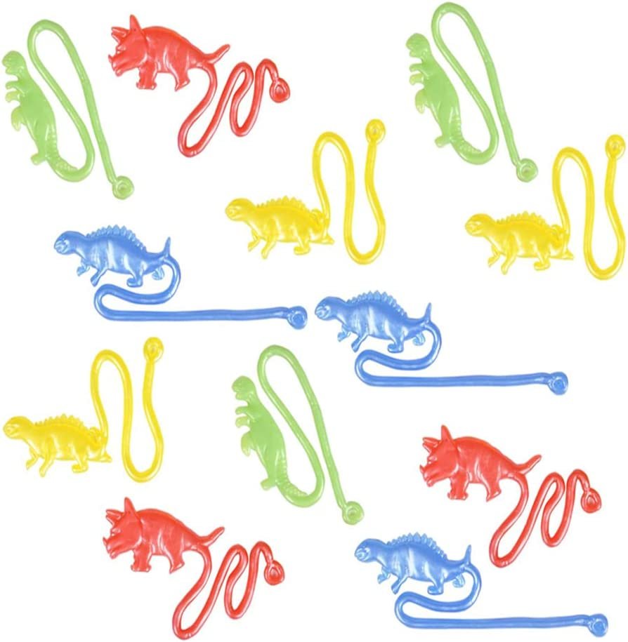 Sticky Toys Set - Pack of 12 - Sticky Dinosaurs - Colorful Kids' Toys - Fun Birthday Party Favors for Girls and Boys, Great Carnival Prize, Novelty Gift