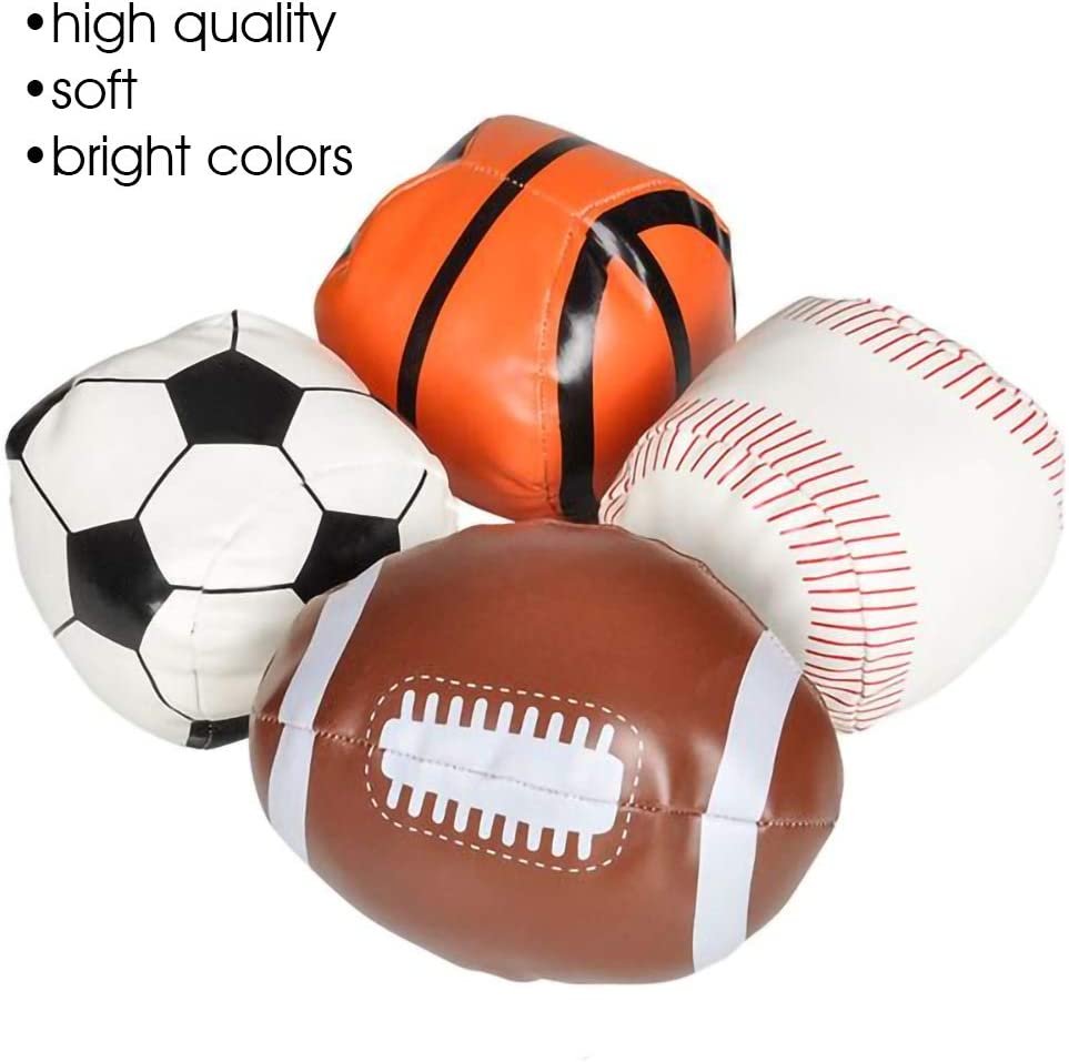 ArtCreativity Soft Stuff Sports Stress Balls, Set of 12, Includes Basketball, Football, Baseball, and Soccer Squeezable Anxiety Relief Balls, Cool Party Favors and Goodie Bag Fillers for Boys & Girls