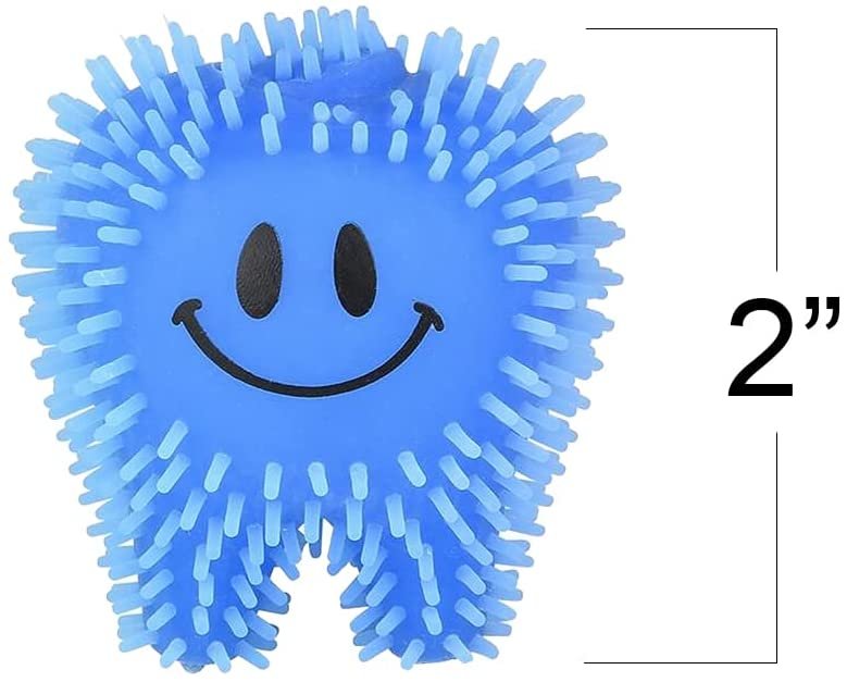 Mini Tooth Puffers, Set of 24, Squeezy Toys for Kids with Soft Spikes, Sensory Fidget Toys for Stress Relief in Assorted Colors, Goodie Bag Stuffers, and Dentist Office Giveaways