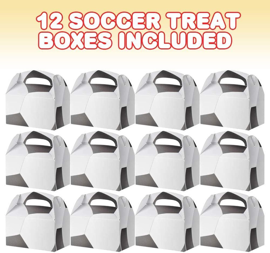 ArtCreativity Soccer Treat Boxes for Candy, Cookies and Sports Themed Party Favors - Pack of 12 Cookie Boxes, Cute Team Favor Cardboard Boxes with Handles for Birthday Party Favors, Holiday Goodies