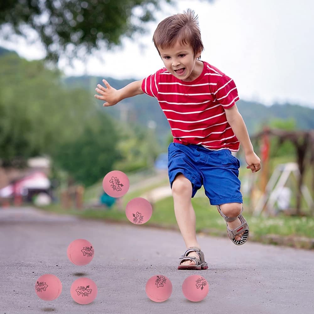 Pink Rubber High Bounce Balls for Kids, Set of 12, Bouncing Balls with Extra High Bounce, Birthday Party Favors, Goodie Bag Fillers for Boys and Girls