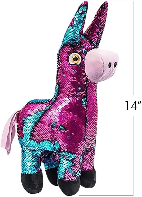 ArtCreativity Flip Sequin Plush Llama Toys, Set of 2, Plush Flip Sequin Animal Toys for Kids, Llama Stuffed Animals in Pink and Blue, Stress Relief Toys for Kids & Animal Nursery Décor, 14 Inches Tall
