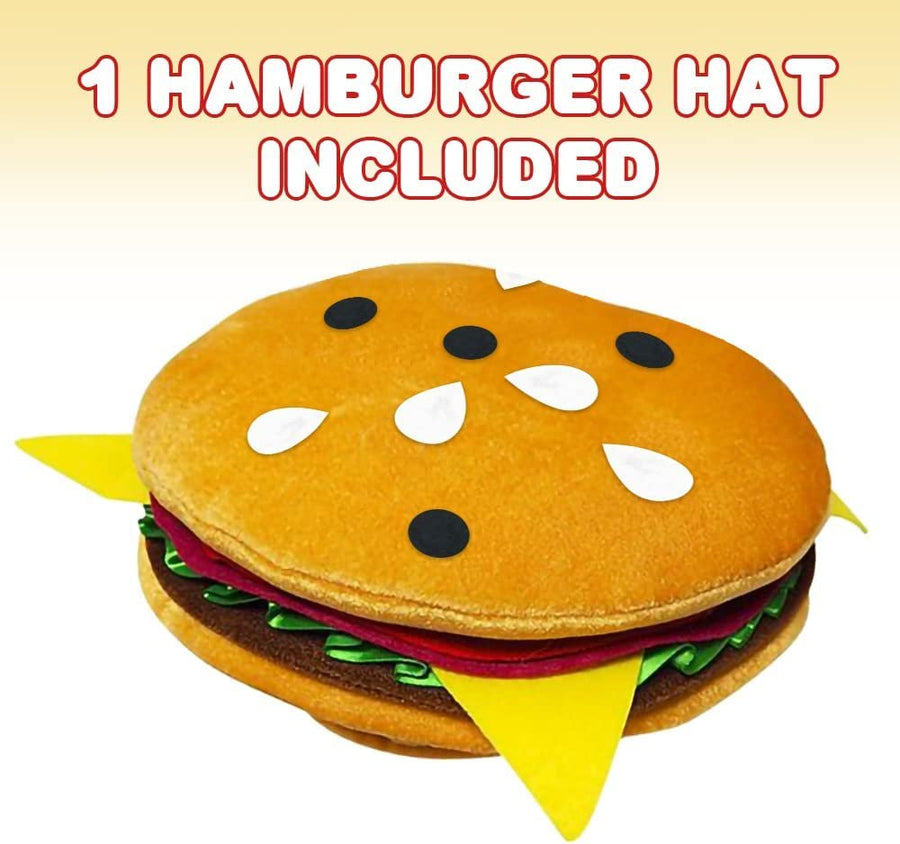 Funny Hamburger Hat, 1 PC, Fun Fast Food Hamburger Hat, Soft Plush Costume Accessory Hat, Pizza Party Supplies Decorations, One Size Fits Most, Crazy Silly Hat for Halloween