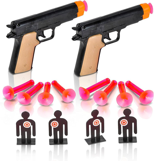 ArtCreativity Aim The Police Pistol Dart Gun Set, Includes 2 Toy Pistols, 8 Suction Cup Darts, 4 Targets and 1 Instruction Sheet, Fun Target Shooting Game for Kids and Adults, Great Gift