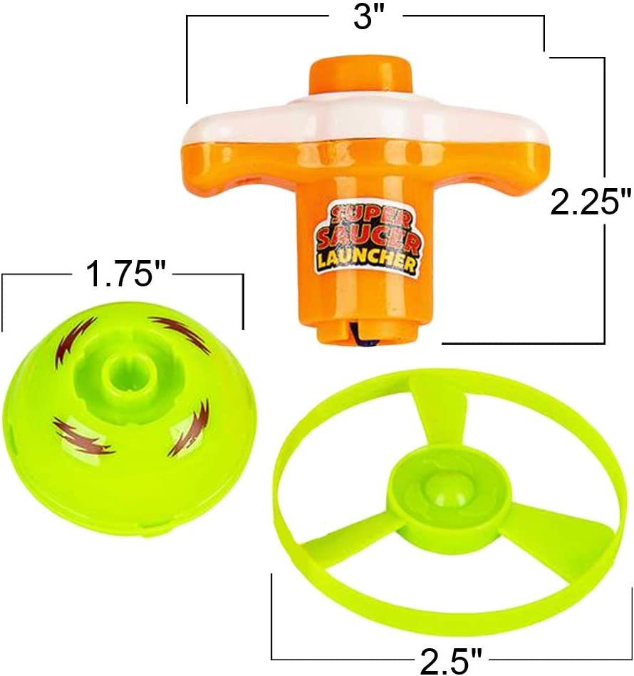 2 in 1 Speed Top Flyer, Set of 6, Each Set Includes 1 Top, 2 Discs, and 1 Launcher, Fun Spinning Toys for Kids, Cool Birthday Party Favors and Goody Bag Fillers for Children