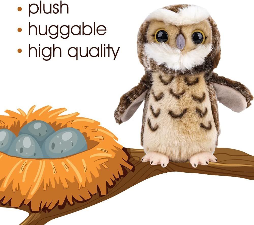 Burrowing Owl Plush Toy, 1PC, Soft Stuffed Owl Toy for Kids, Cuddly Animal Plush Toy with Hard Plastic Eyes, Cute Nursery Décor, Barn Theme Party Decorations, Great Gift Idea