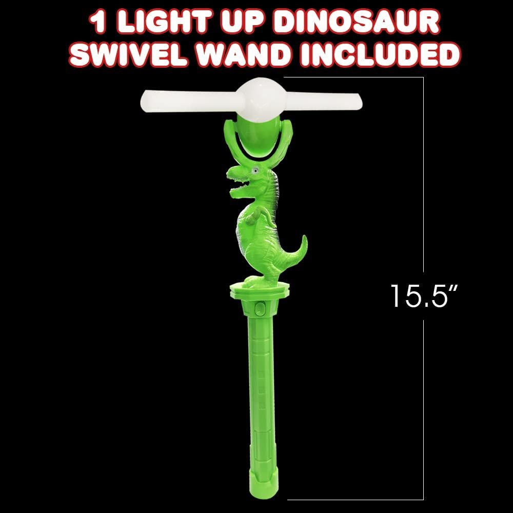 Light Up Spinning Dinosaur Toy Wand for Kids, LED Spin Toy Wand for Boys and Girls, Light & Sound, Batteries Included, Fun Gift Idea for Boys and Girls, Dinosaur Birthday Party Favor,