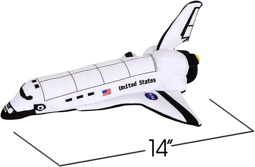 Stuffed Space Shuttle Toy, Space Stuffed Toy for Kids - 14" Soft and Cuddly Astronaut Space Toy for Toddlers - Easter Plush Basket Stuffer, Birthday Gift for Boys and Girls