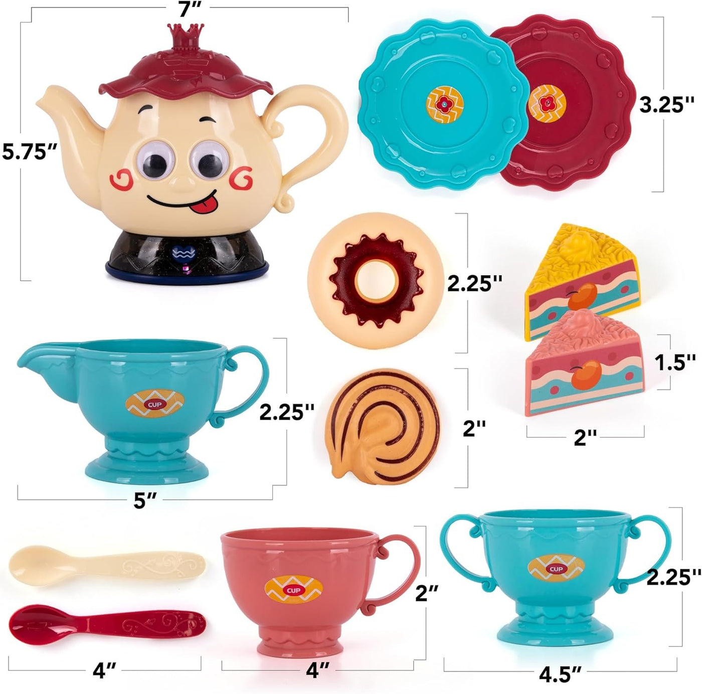 Musical Tea Set for Girls - 19-Piece Girls Tea Party Set -Toddler Tea ...