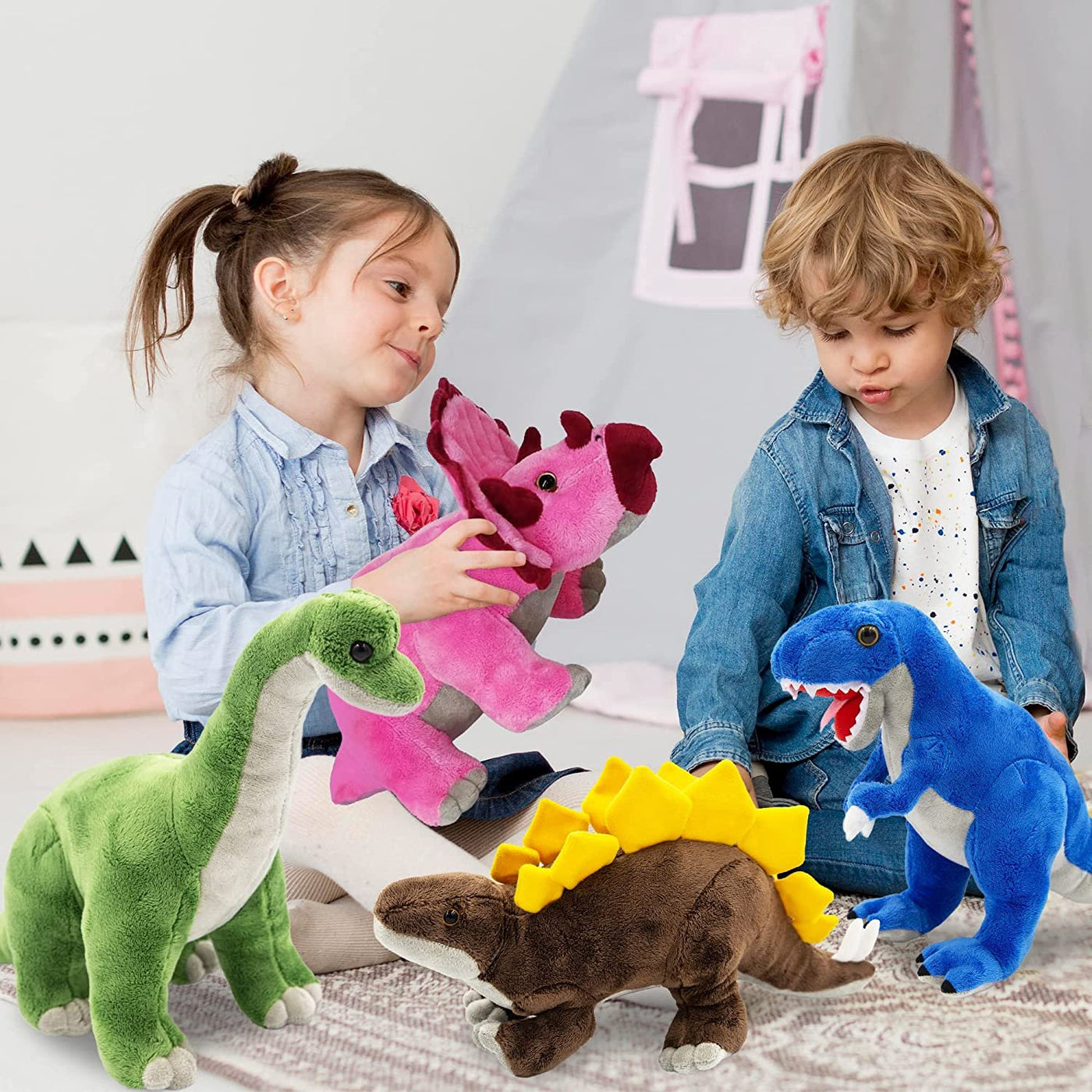 Plush Dinosaur Stuffed Animals for Kids, Set of 4, Stuffed