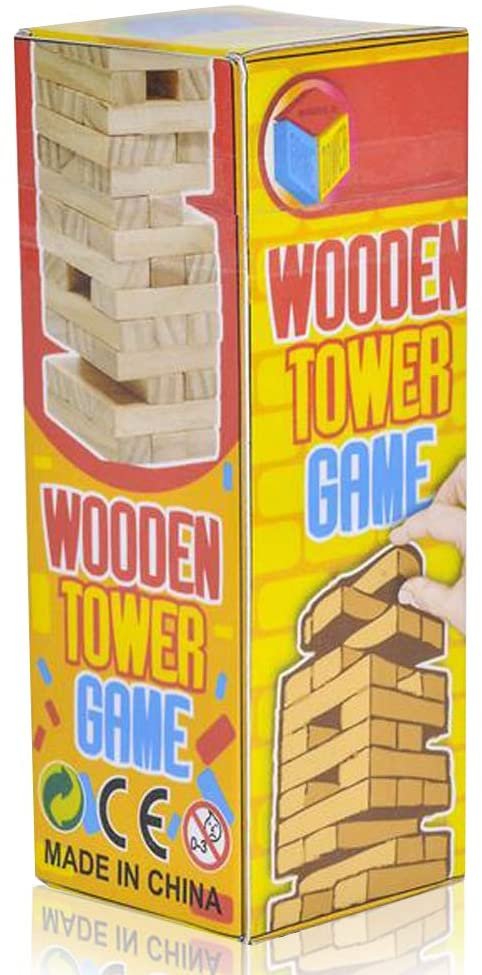 Mini Wooden Tower Game, Wood Tumbling Blocks Set with 48 Pieces, Fun Indoor Game Night Games for Kids, Adults and House Parties, Development Toys for Children, Great Gift Idea