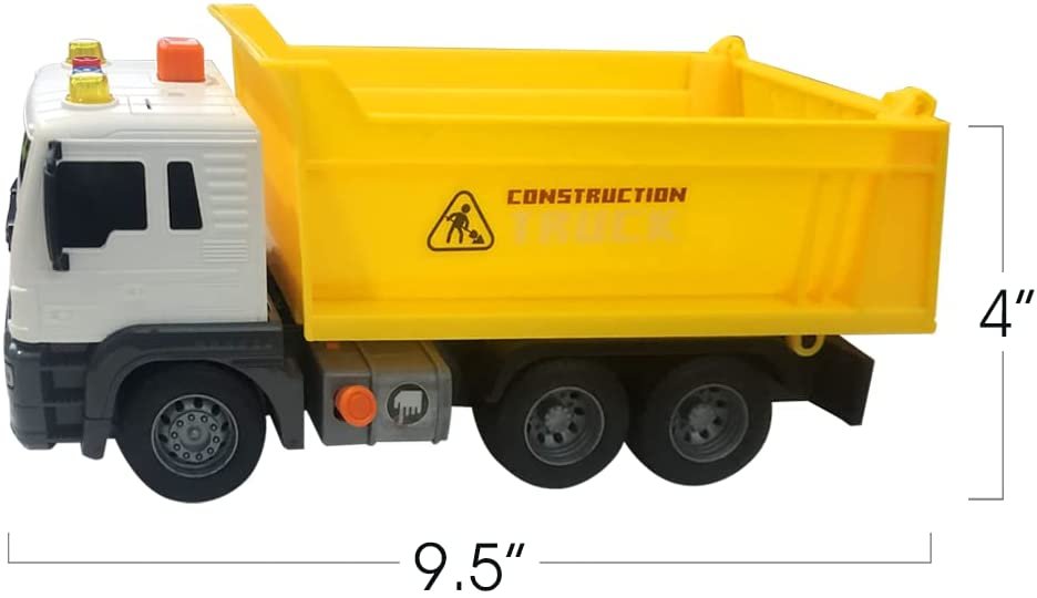 Light Up Dump Truck Toy, Kids’ Construction Toy with Movable Parts, LEDs, and Sound Effects, Push and Go Construction Vehicle Toys for Kids, Dump Truck Toys for Boys and Girls