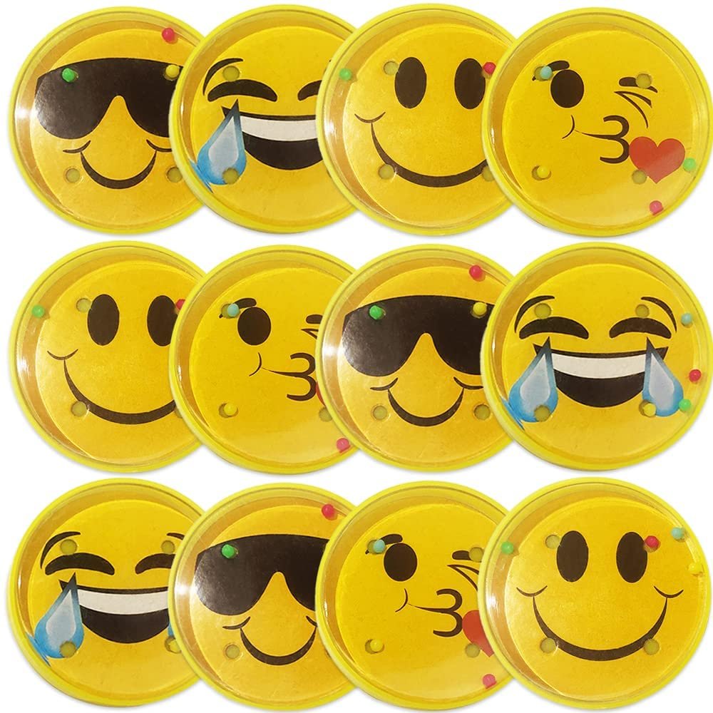 Emoji Pill Puzzles for Kids, Set of 12, Balance Ball Puzzles in Assorted Designs, Great as Birthday Party Favors, Carnival Prizes for Kids, Goodie Bag Fillers, and Stocking Stuffers