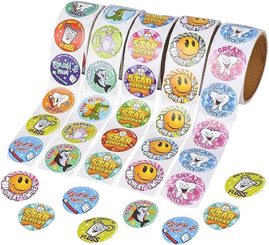 ArtCreativity Dental Sticker Rolls Assortment - Set Includes 500 Dental Themed Stickers - Dental Reward, Goodie Bag Fillers, Party Favors - Fun Craft Tool for Children Ages 3+