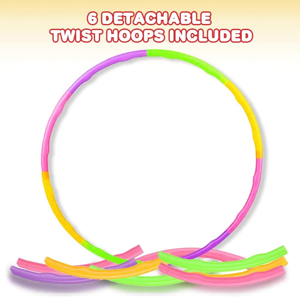 Detatchable Hula Hoops for Kids, Set of 6, Colorful Snap Together Adjustable Size Hoola Hoops, Playground Toys for Outdoor Fun, Birthday Party Favors for Boys and Girls