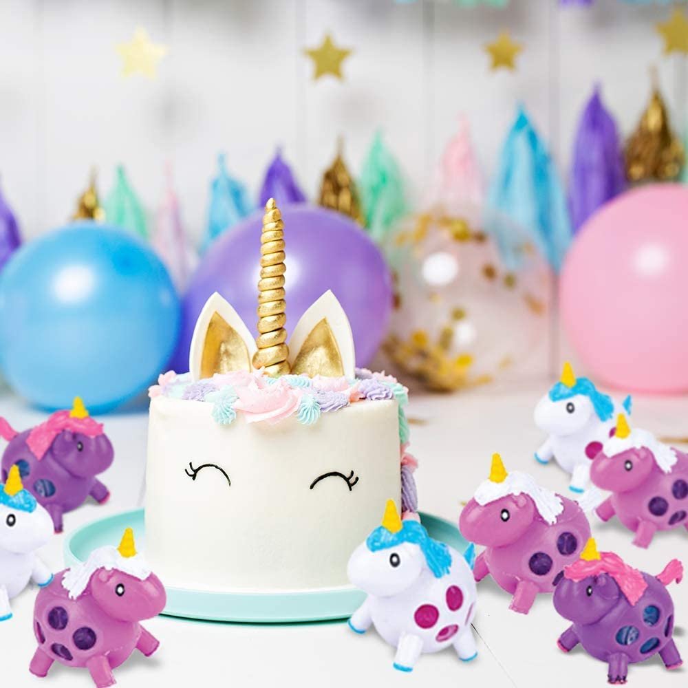 ArtCreativity Squeeze Bead Unicorn Balls, Set of 3, Cute Squeezy Toys with Water Beads, Stress Relief Sensory Toys for Boys and Girls, Fun Unicorn Birthday Party Favors, Goodie Bag Fillers for Kids