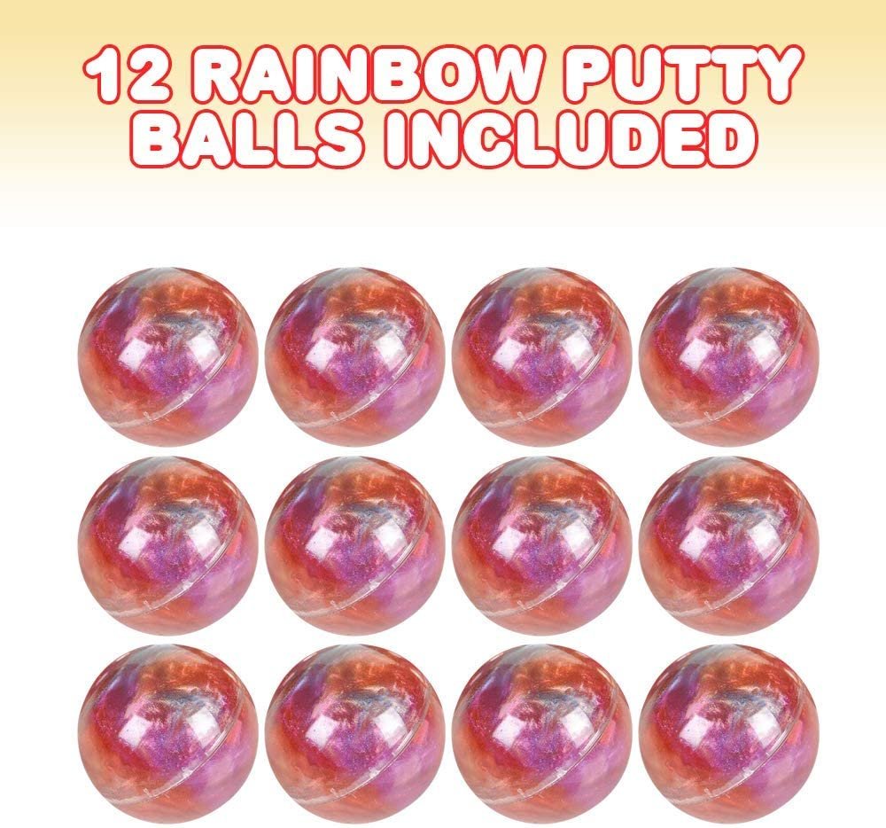 ArtCreativity Rainbow Putty Ball for Kids - Pack of 12 - Silly Galaxy Putty in Mini Balls, Therapy Sensory Stress Relief Toys, Birthday Party Favors, Stocking Stuffers, Goody Bag Fillers
