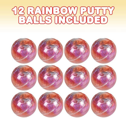 ArtCreativity Rainbow Putty Ball for Kids - Pack of 12 - Silly Galaxy Putty in Mini Balls, Therapy Sensory Stress Relief Toys, Birthday Party Favors, Stocking Stuffers, Goody Bag Fillers