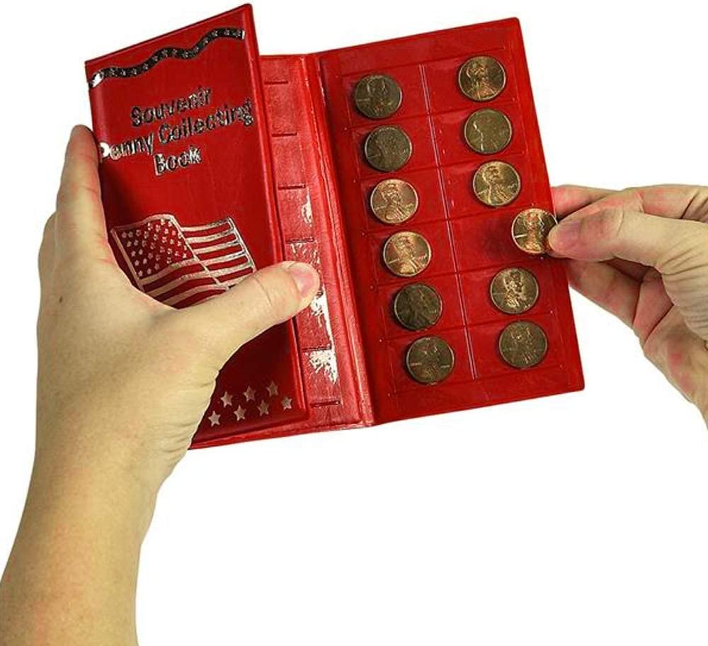 Souvenir Penny Holder Book, Set of 2, Coin Collection Books for Holding 36 Collectible Pennies, Bi-Fold Coin Display and Storage Books, Coin Collector Gift Idea for Kids and Adults