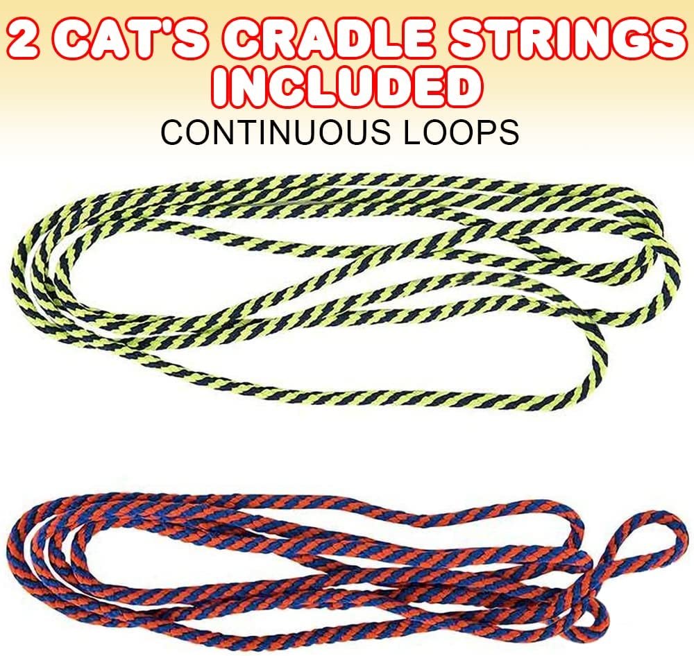 63" String for Cat’s Cradle Game, 2 Pieces, Long & Slightly Stretchy, Classic Indoor and Outdoor Fun for Kids, Party Favor and Gift for Boys and Girls, Updated: Continuous Loop