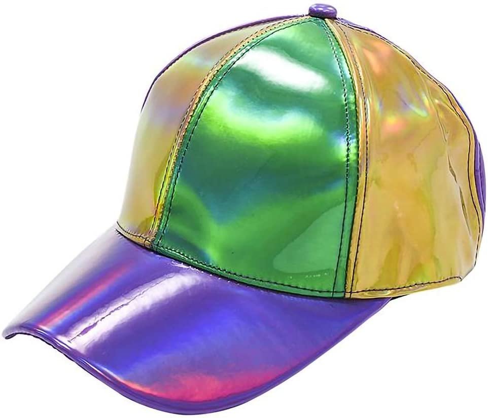ArtCreativity Iridescent Mardi Gras Baseball Cap for Adults and Kids, Mardi Gras Hat with Gold, Purple, and Green Metallic Colors, Mardi Gras Party Supplies and Costume Accessories
