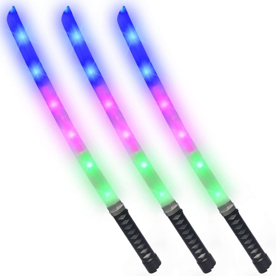 ArtCreativity Light Up Swords for Kids, Set of 3, 23 Inch Toy Swords with Flashing LED Lights and Sound Effects, Halloween Dress-Up Costume Accessories, Great Birthday Gift for Boys and Girls