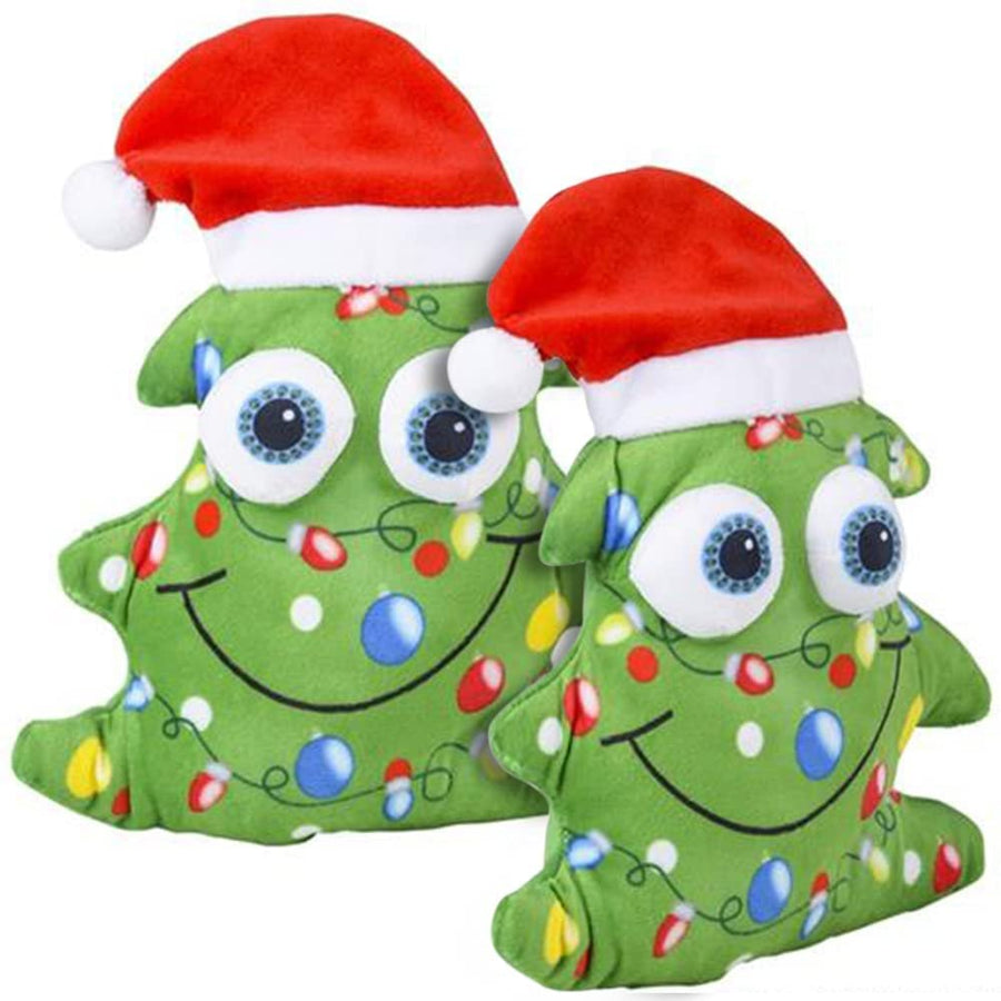 Plush Christmas Tree, Set of 2, Soft Stuffed Christmas Toys with Popped Out Eyes, Christmas Party Favors for Kids and Adults, Stocking Stuffers and Festive Room Decorations