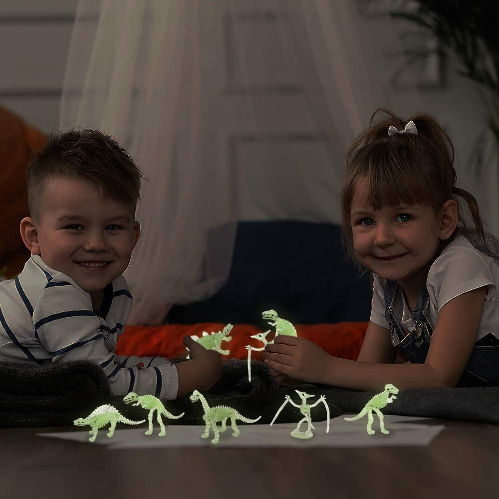 ArtCreativity Glow in The Dark Dinosaur Fossils, Set of 12, Glowing Dinosaur Toys for Boys and Girls, Cool Assorted Designs, Dinosaur Birthday Party Favors, Goodie Bag Stuffers, Pinata Fillers