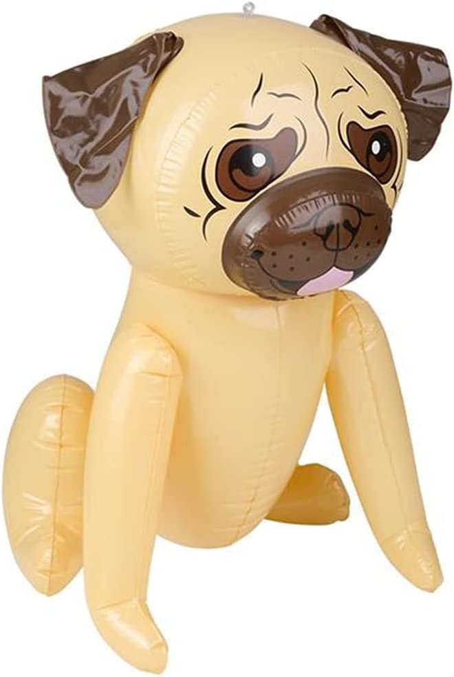 Pug Inflate, Animal Party Decorations and Supplies, Blow-Up Dog Inflate for Animal Birthday Party Favors, Pool Party Float, and Game Prize for Kids