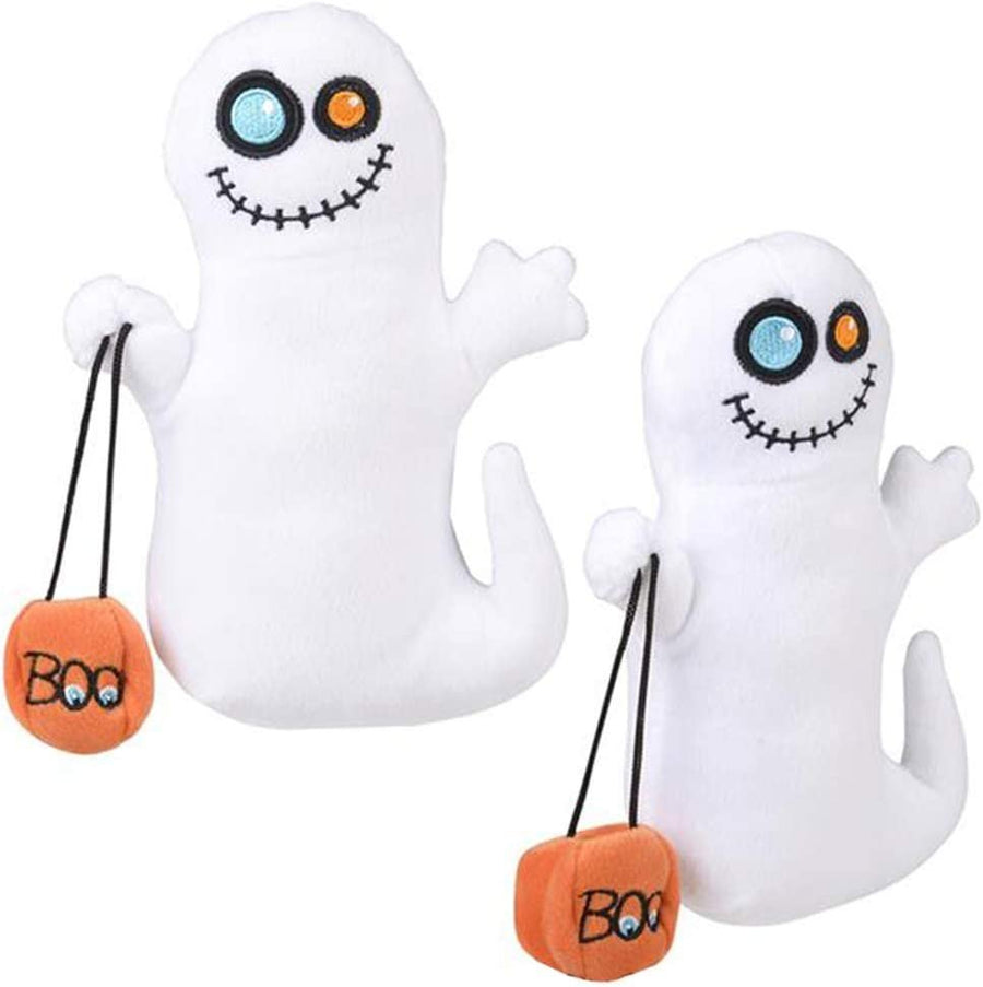 Ghost Plush Halloween Toys, Set of 2, Soft Stuffed Toys with Colorful Eyes and Basket, Fun Halloween Party Favors for Kids, Great for Spooky Events, Photo Booth Props, and Decorations