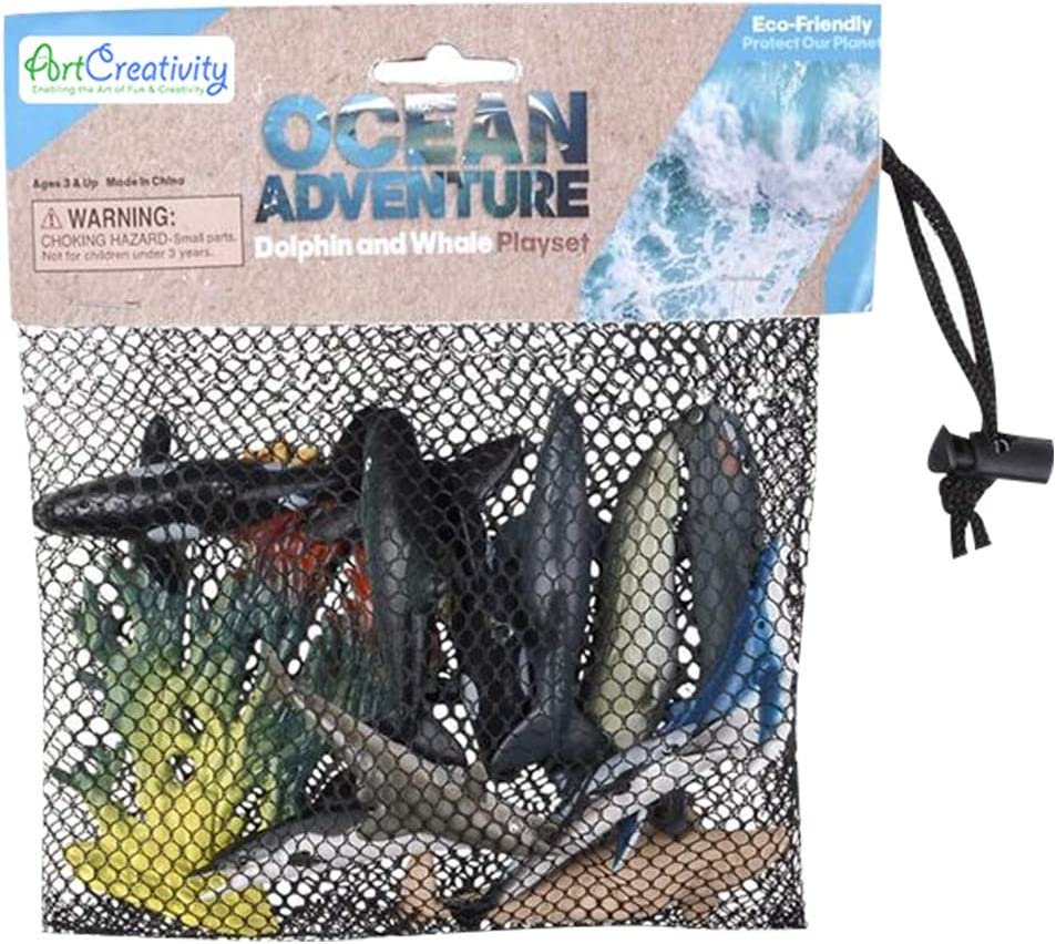 Dolphins & Whales in Mesh Bag, Pack of 12 Sea Creature Figurines in As ·  Art Creativity