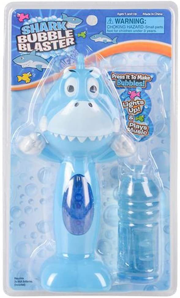 Shark Bubble Maker with Light and Sound, Bubble Solution and Batteries Included, Fun Bubble Blowing Wand, Best Summer Toy for Boys and Girls, Great Birthday Gift for Kids
