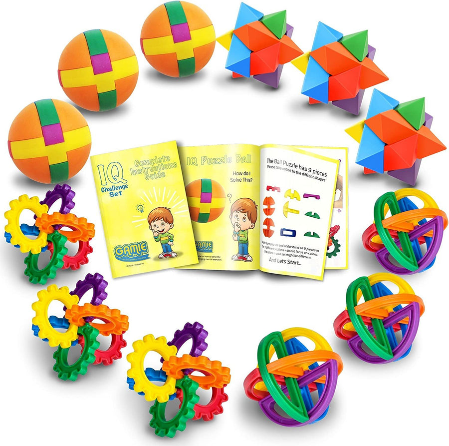 Fun Puzzle Balls with Free Colorful Instruction Guide by Gamie - Party Games - Fidget Brain Teaser Puzzles - Includes 12 Fun and Challenging Puzzle Balls - Great Educational Toy for Kids