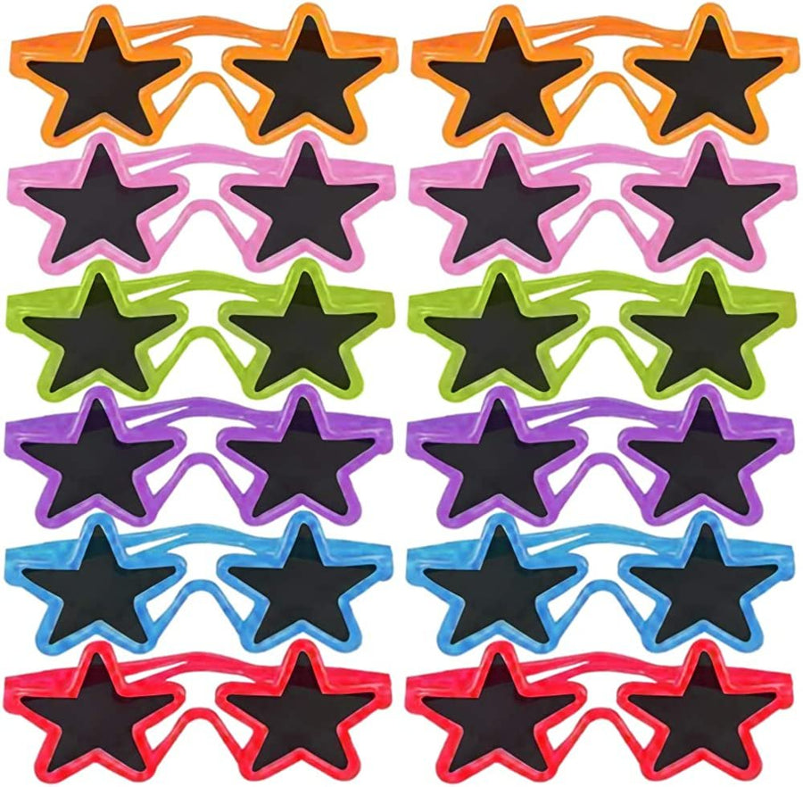 Kiddie Star Sunglasses, Set of 12, Cool Sun Glasses in Assorted Colors, Fun Birthday and Pool Party Favors for Boys and Girls, Dress-Up Accessories, Goodie Bag Fillers