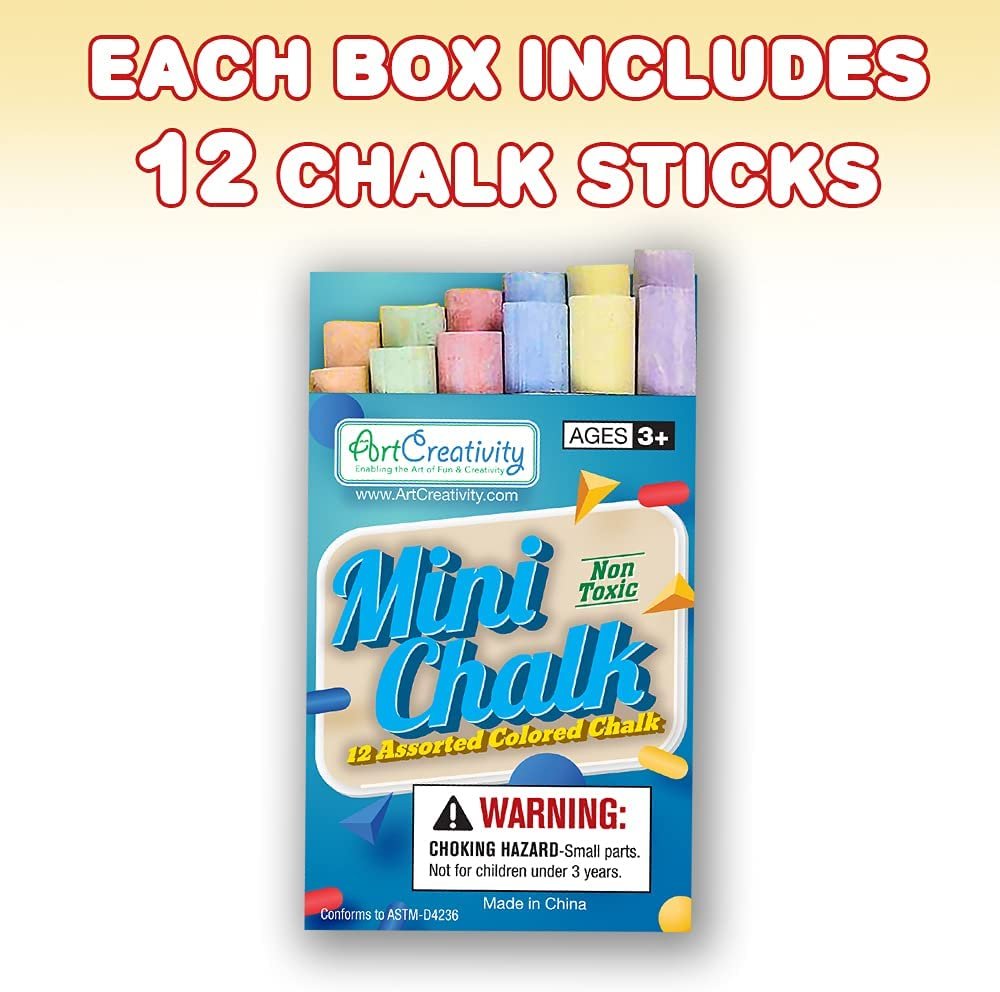 ArtCreativity Mini Chalk Set for Kids, 24 Boxes, Each Box Has 12 Blackboard  Chalk Sticks, Non-Toxic Art and Craft Supplies, Birthday Party Favors for 