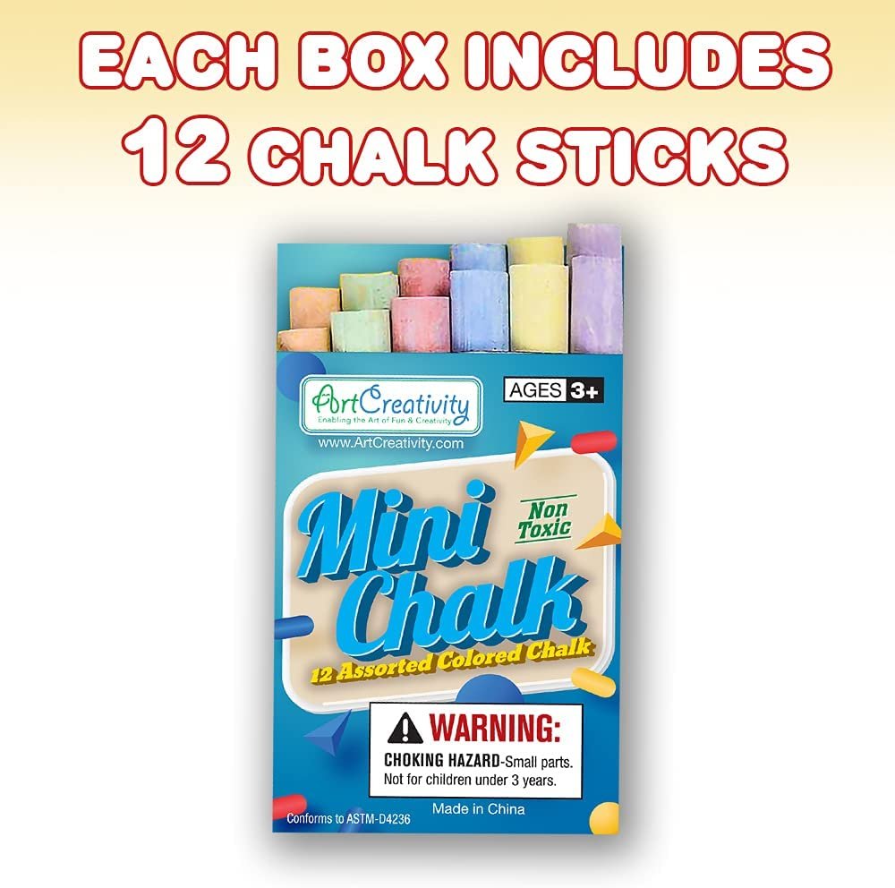 Mini Chalk Set for Kids, 24 Boxes, Each Box Has 12 Blackboard Chalk Sticks, Non-Toxic Art and Craft Supplies, Birthday Party Favors for Boys and Girls, Goody Bag Fillers, Classroom Gift