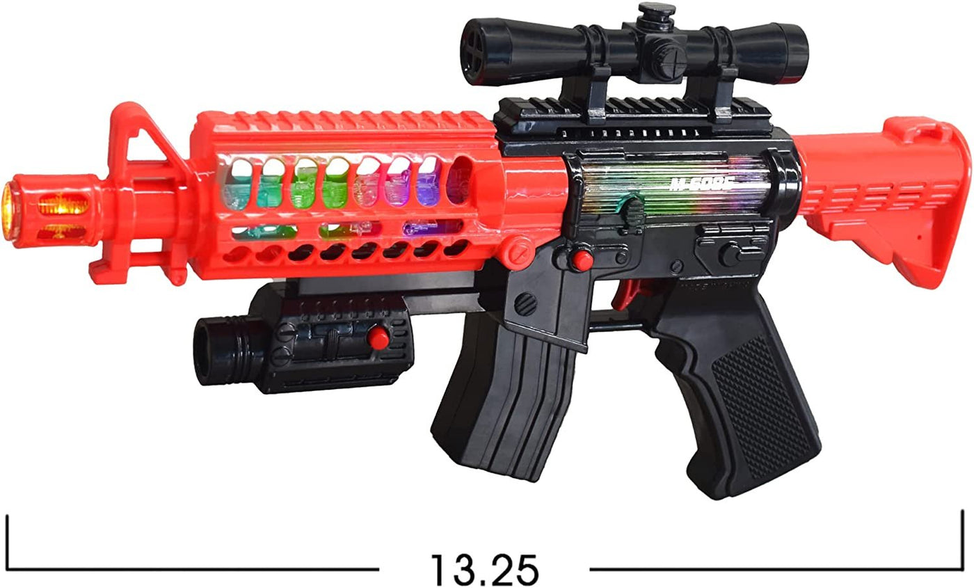 Artcreativty Toy Rifle Vibrating Toy Guns for Boys, 13.25" Light Up Fake Gun with Sounds, Immersive Vibration, and Batteries Included, Military Toy Machine Gun, Toy Guns for Boys 8-12