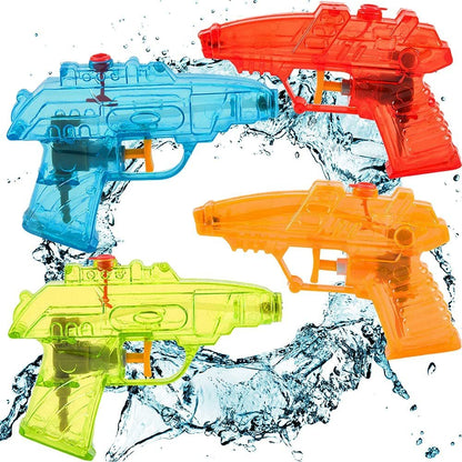 ArtCreativity Transparent Water Squirters for Kids, Set of 4, 5 Inch Blaster Toys for Swimming Pool, Beach, and Outdoor Summer Fun, Cool Birthday Party Favors for Boys and Girls