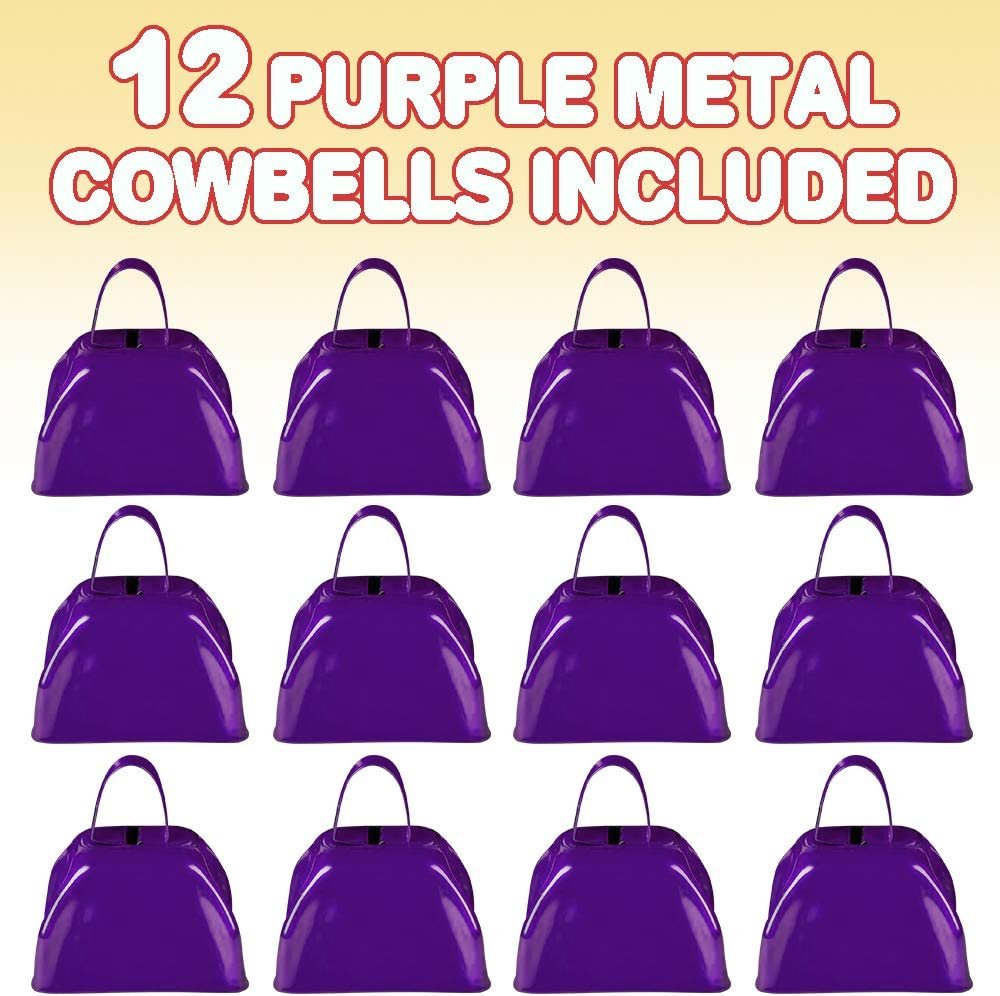 Medium sized purple cowbell with welded handle for sporting events