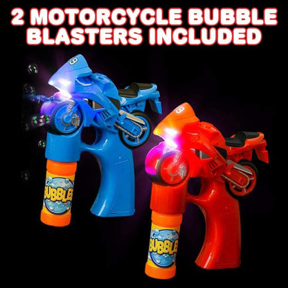 ArtCreativity Motorcycle Bubble Blaster Gun Set with Exciting LED and Sound Effects, Set of 2, Illuminating Bubble Blowers with Bubble Solution and Batteries Included, Great Gift Idea for Kids