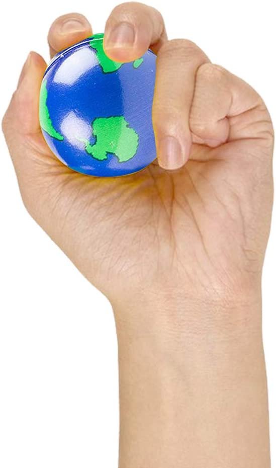 2" Earth Globe Stress Balls for Kids and Adults - Bulk Pack of 12 - Soft Squeeze Toys for Anxiety Relief, Fun Birthday Party Favors, Treasure Box Prizes for Classroom