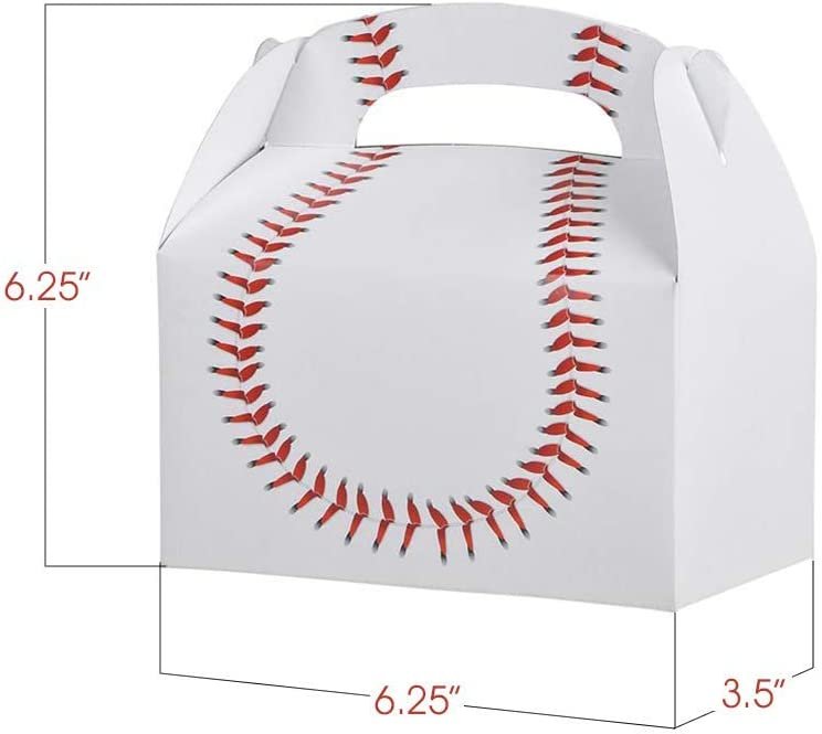 Baseball Treat Boxes for Candy, Cookies and Sports Themed Party Favors - Pack of 12 Cookie Boxes, Cute Team Favor Cardboard Boxes with Handles for Birthday Party Favors, Holiday Goodies